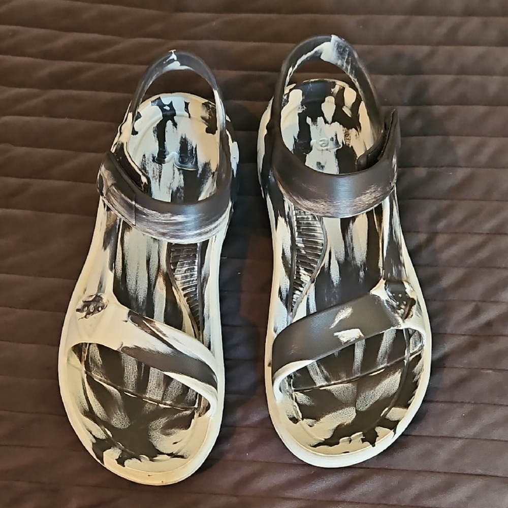 Black and White Strappy Sandals